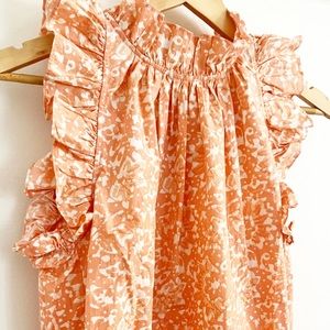 Ulla Johnson Ruffle Neckline Light Coral/Pinkish Blouse Batik Print, Size 4